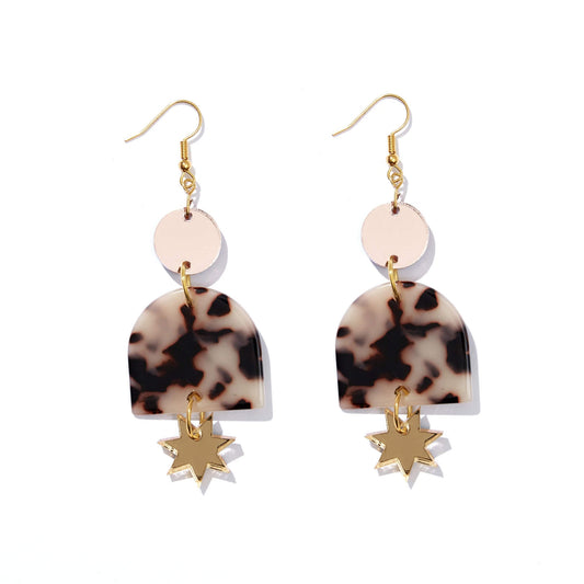 Australian Statement Earrings Rose Gold Tortoise and Gold