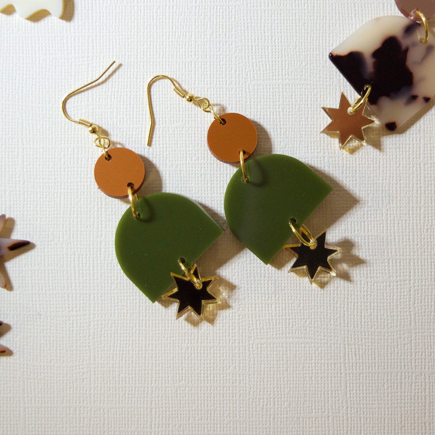 Bronze Olive and Gold Statement Earrings Australia