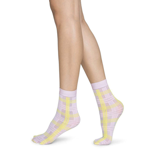 Pink and Yellow Sheer Fashion Socks