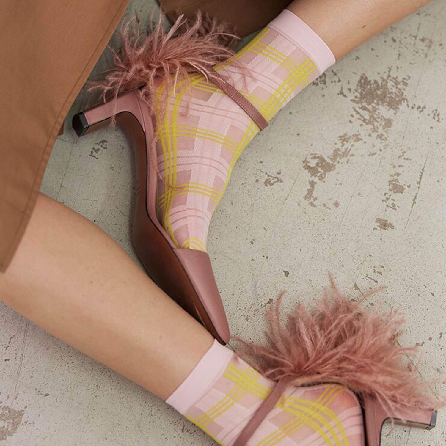 Swedish Stockings Greta Pink and Yellow Socks