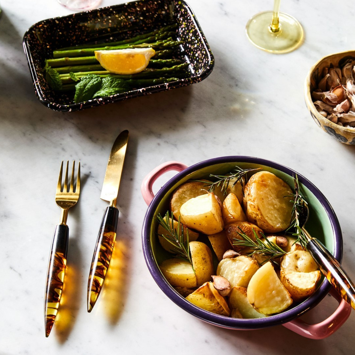 Tortoise Shell and Gold Cutlery Set